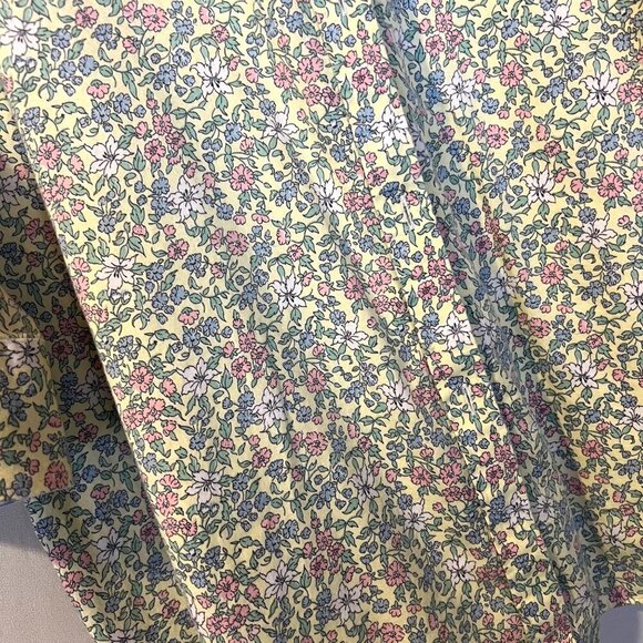 Chaps Floral No Iron Button Up Shirt 1X Butter Yellow Pastel Office Preppy - Picture 4 of 6